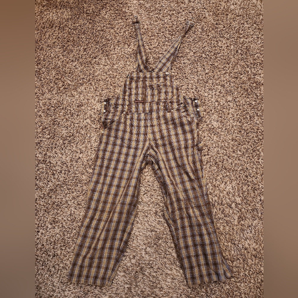 Vintage plaid sqeeze-jeans overalls